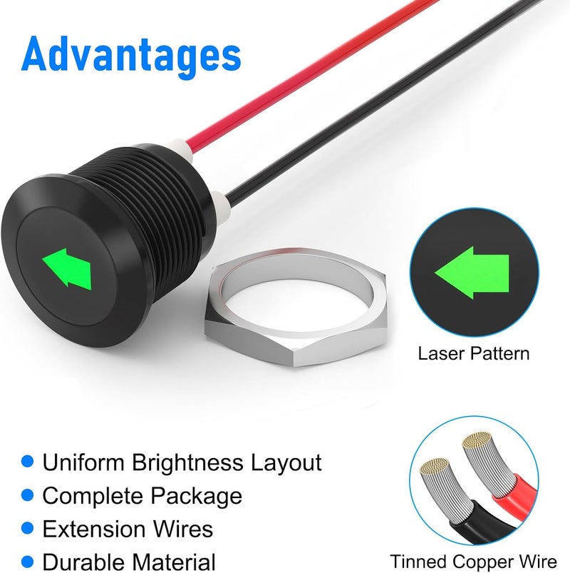 Linkstyle 2PCS 12V ضوء مؤشر LED، مقاوم للماء 1/2" قطع لوحة ضوء إشارة يسار/يمين مع أسلاك 310MM 26AWG للسيارات والشاحنات - Image 4